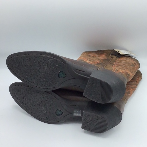 Ariat Heritage Round Up Brown Embroidered Western Boot 4 LR Size 9.5 B - Picture 8 of 16